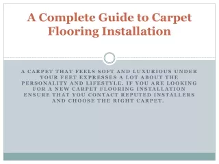 A Complete Guide to Carpet Flooring Installation