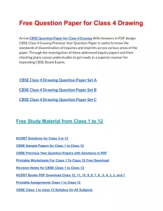 free question paper for class 4 drawing