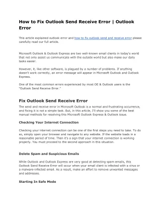 how to fix outlook send receive error outlook