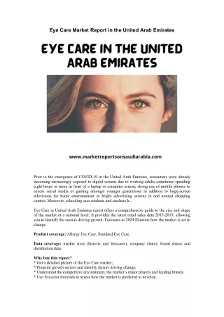Eye Care Market Report in the United Arab Emirates