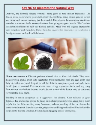 say no to diabetes the natural way