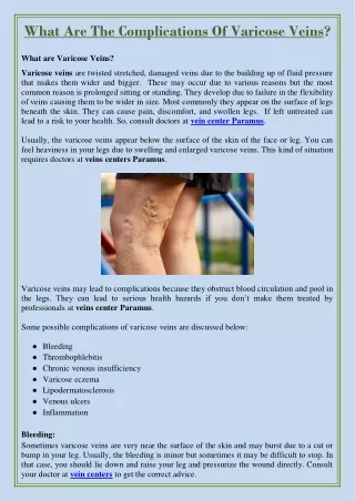 what are the complications of varicose veins