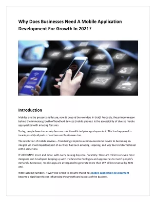 Why Does Businesses Need A Mobile Application Development For Growth In 2021?