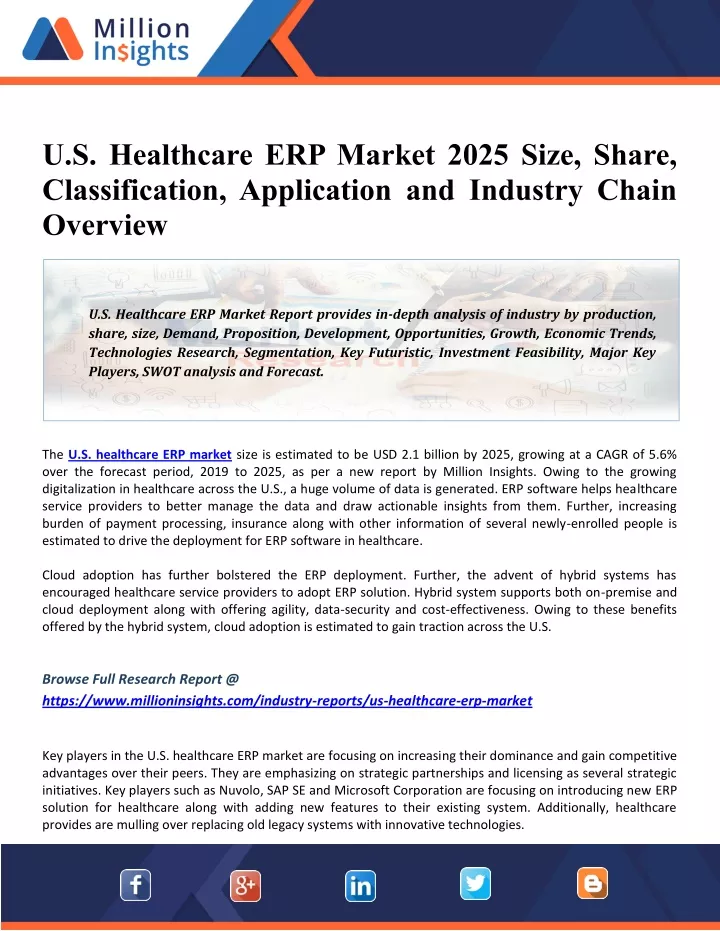 u s healthcare erp market 2025 size share