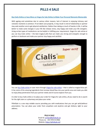 Buy Cialis Online or Save More on for Sale Online to Make Your Personal Moments Memorable