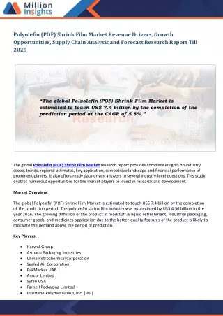 polyolefin pof shrink film market revenue drivers