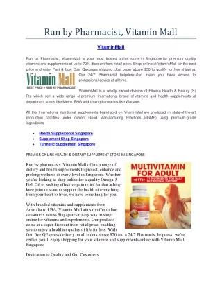 run by pharmacist vitamin mall