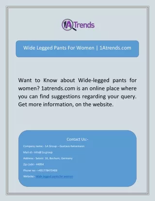 Wide Legged Pants For Women | 1Atrends.com
