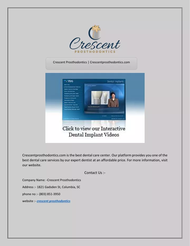 crescent prosthodontics crescentprosthodontics com