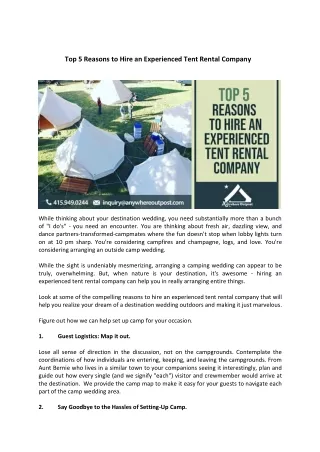Top 5 Reasons to Hire an Experienced Tent Rental Company
