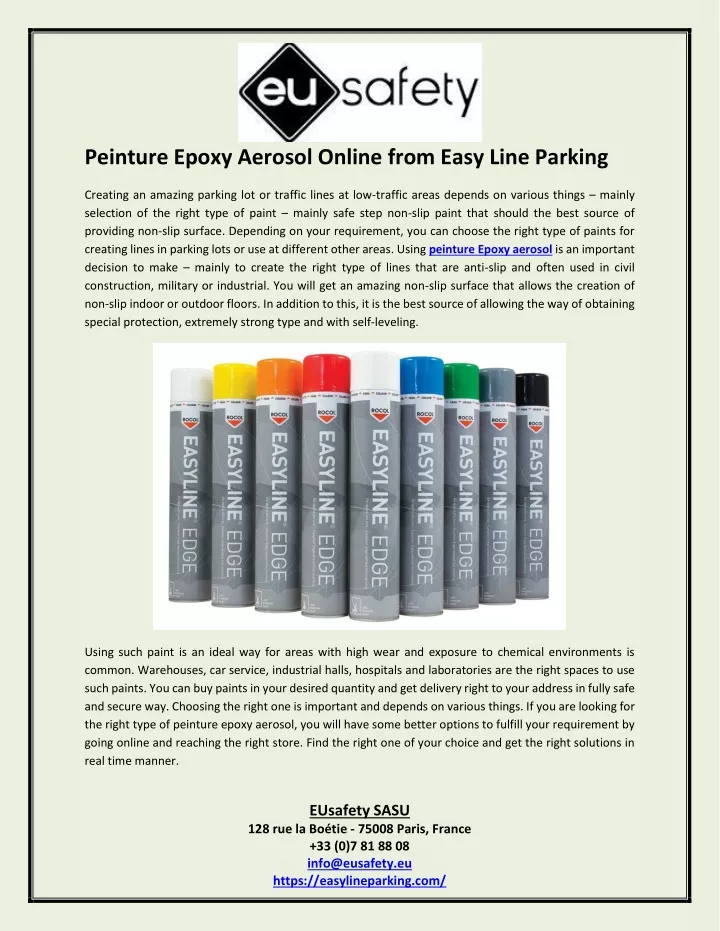 peinture epoxy aerosol online from easy line