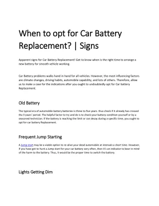 When to opt for Car Battery Replacement? | Signs