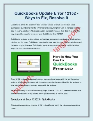 quickbooks update error 12152 ways to fix resolve