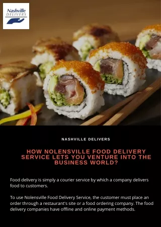 How Nolensville Food Delivery Service Lets You Venture into the Business World