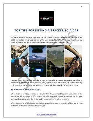 TOP TIPS FOR FITTING A TRACKER TO A CAR