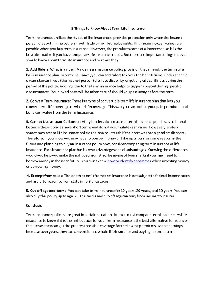 PPT - 5 Things to Know About Term Life Insurance PowerPoint ...