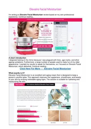 elevaire facial moisturizer elevaire facial
