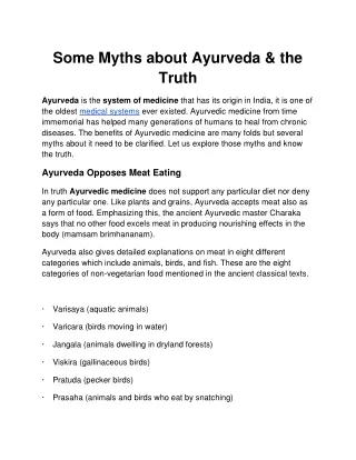 Some Myths about Ayurveda & the Truth