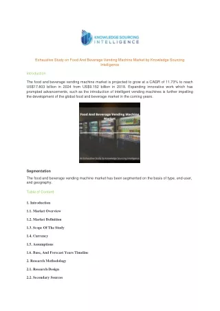 exhaustive study on food and beverage vending