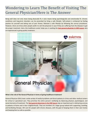 Wondering to Learn The Benefit of Visiting The General Physician!Here is The Answer