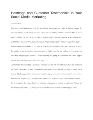 Hashtags and Customer Testimonials in Your Social Media Marketing