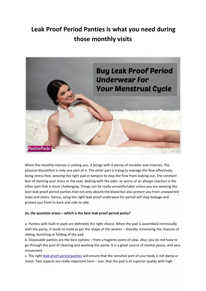 leak proof period panties is what you need during