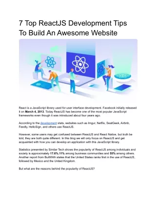 7 top reactjs development tips to build