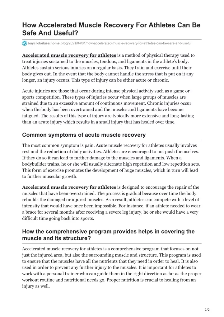 how accelerated muscle recovery for athletes