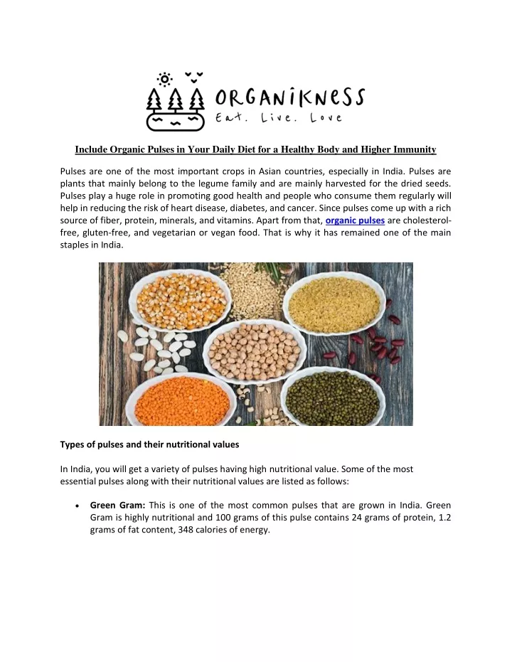 include organic pulses in your daily diet