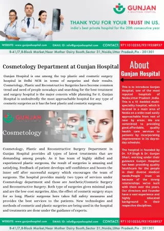 Best Cosmetic Surgery Hospital in Noida | Gunjan Hospital