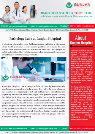 Top Pathology Services in Noida | Gunjan Hospital