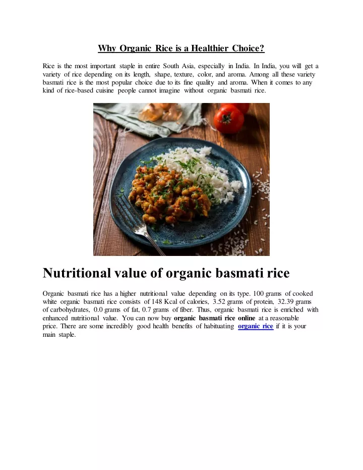 why organic rice is a healthier choice