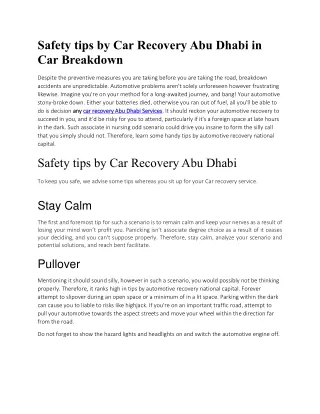 safety tips by car recovery abu dhabi