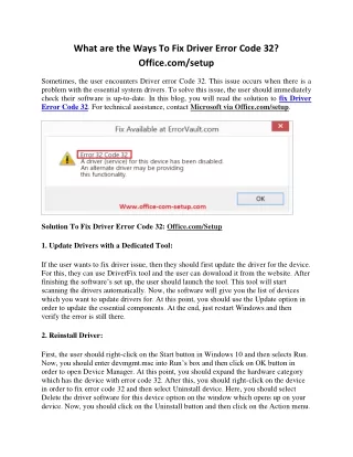 what are the ways to fix driver error code