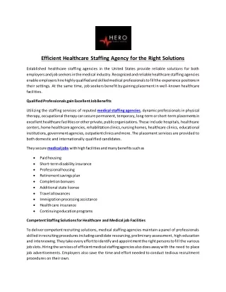 efficient healthcare staffing agency