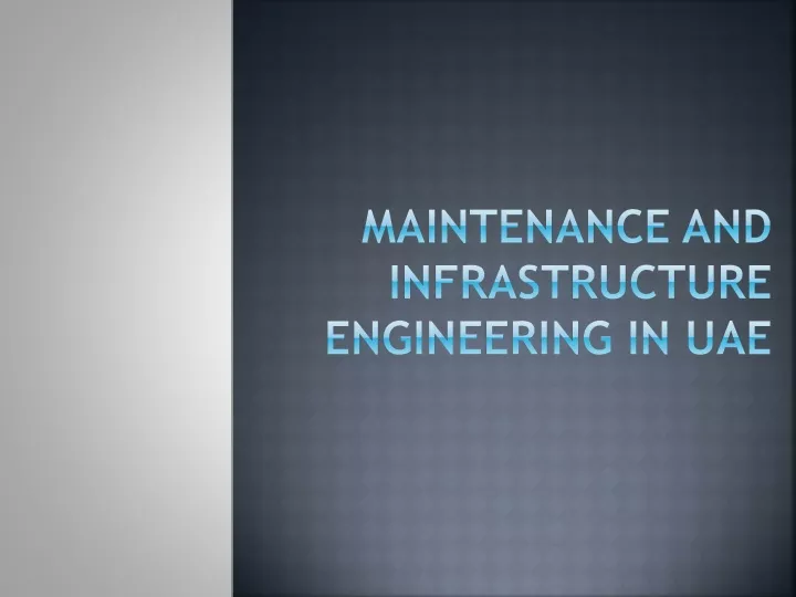 maintenance and infrastructure engineering in uae