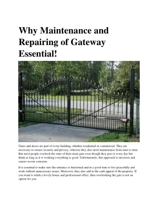 why maintenance and repairing of gateway essential