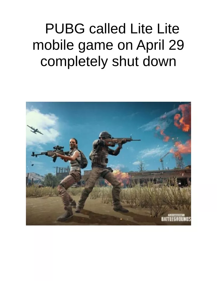 pubg called lite lite mobile game on april