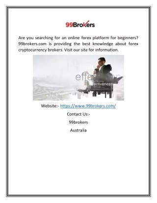 Online Forex Platform For Beginners | 99brokers.com