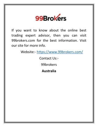 Online Best Trading Expert Advisor | 99brokers.com