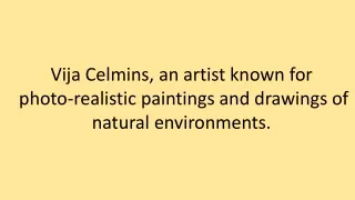 Vija Celmins, an artist known for photo-realistic paintings and drawings of natural environments.