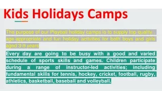 kids holidays camps