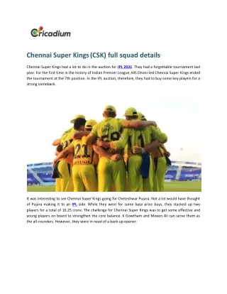 chennai super kings csk full squad details
