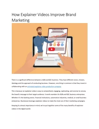 How Explainer Videos Improve Brand Marketing