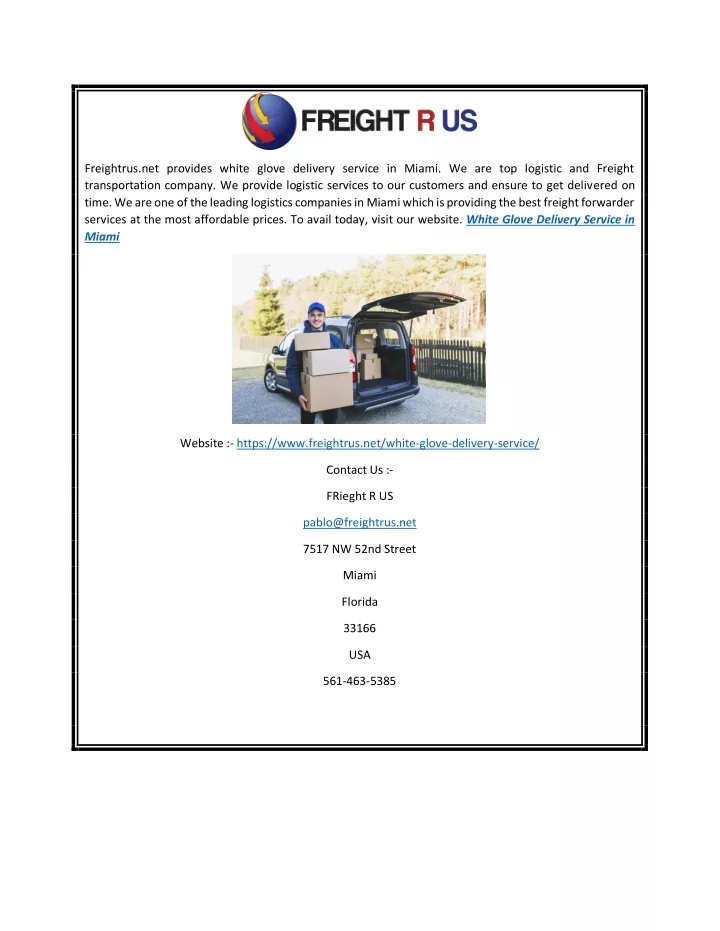 freightrus net provides white glove delivery