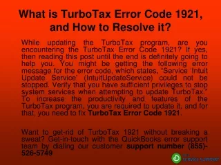 what is turbotax error code 1921 and how to resolve it