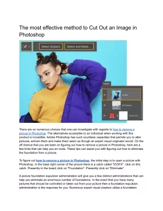 The most effective method to Cut Out an Image in Photoshop