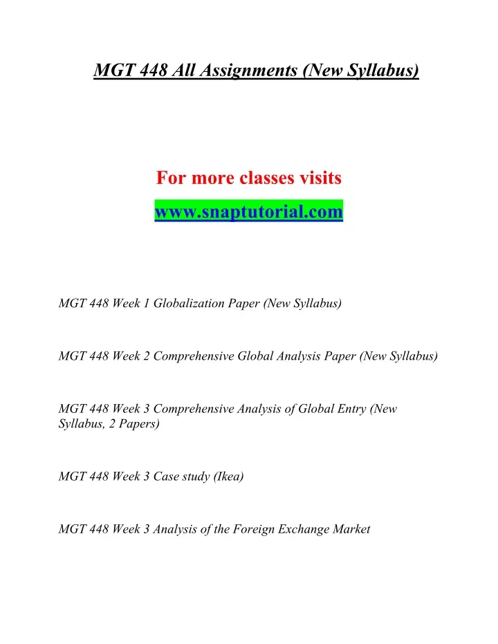 mgt 448 all assignments new syllabus