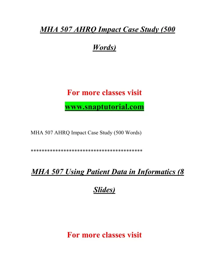 mha 507 ahrq impact case study 500