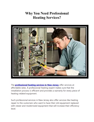Why You Need Professional Heating Services?